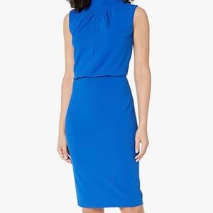 Calvin Klein Capri (Royal Blue) Sleeveless Mock-Neck Dress
